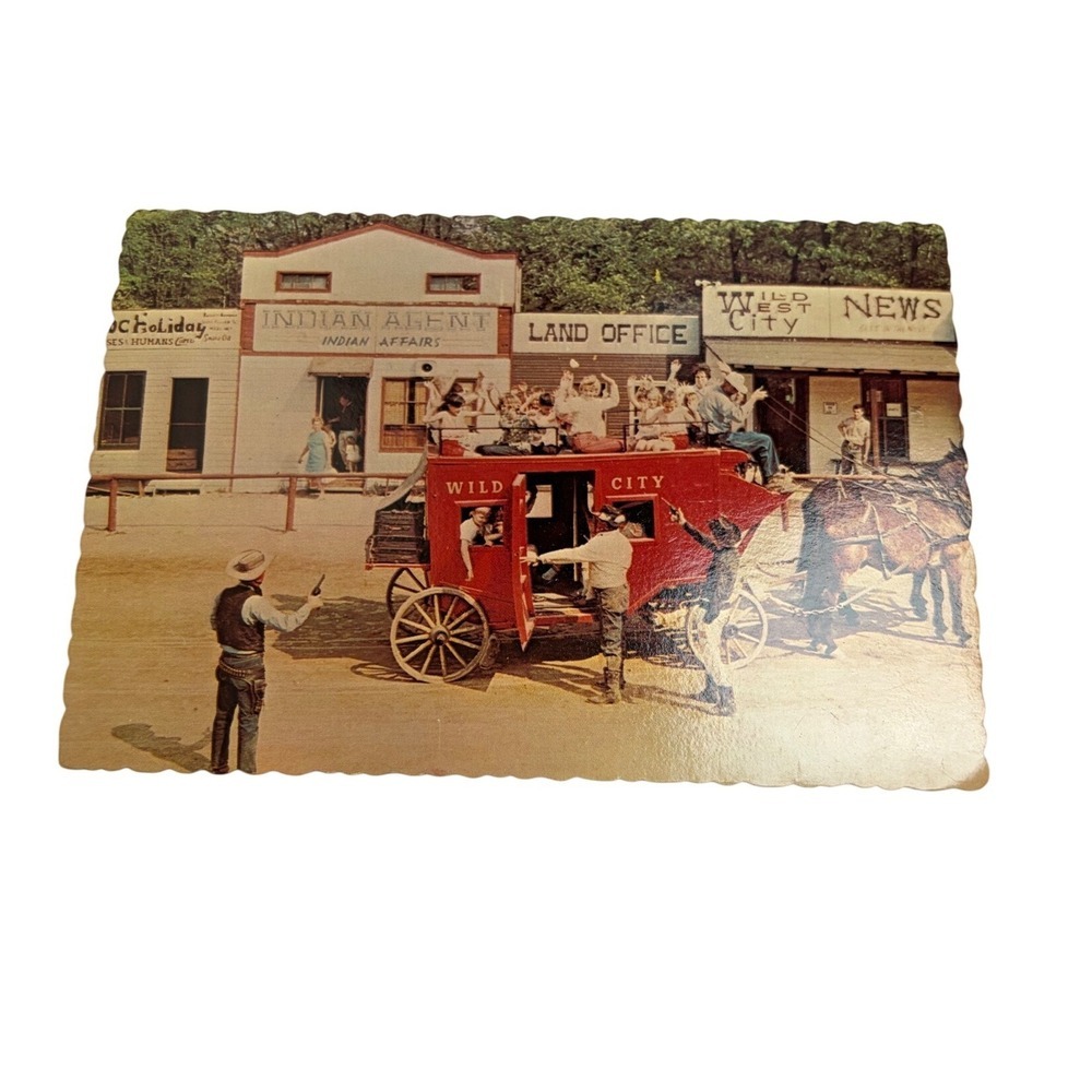 Vintage Wild West City Postcard The Stage Holdup Netcong NJ Dexter Press